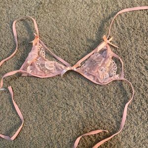 Pink tie bra
